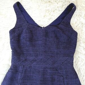 Trina Turk Silk Sheath Dress Size 2 Purple Tweed Sleeveless Classic Career Party